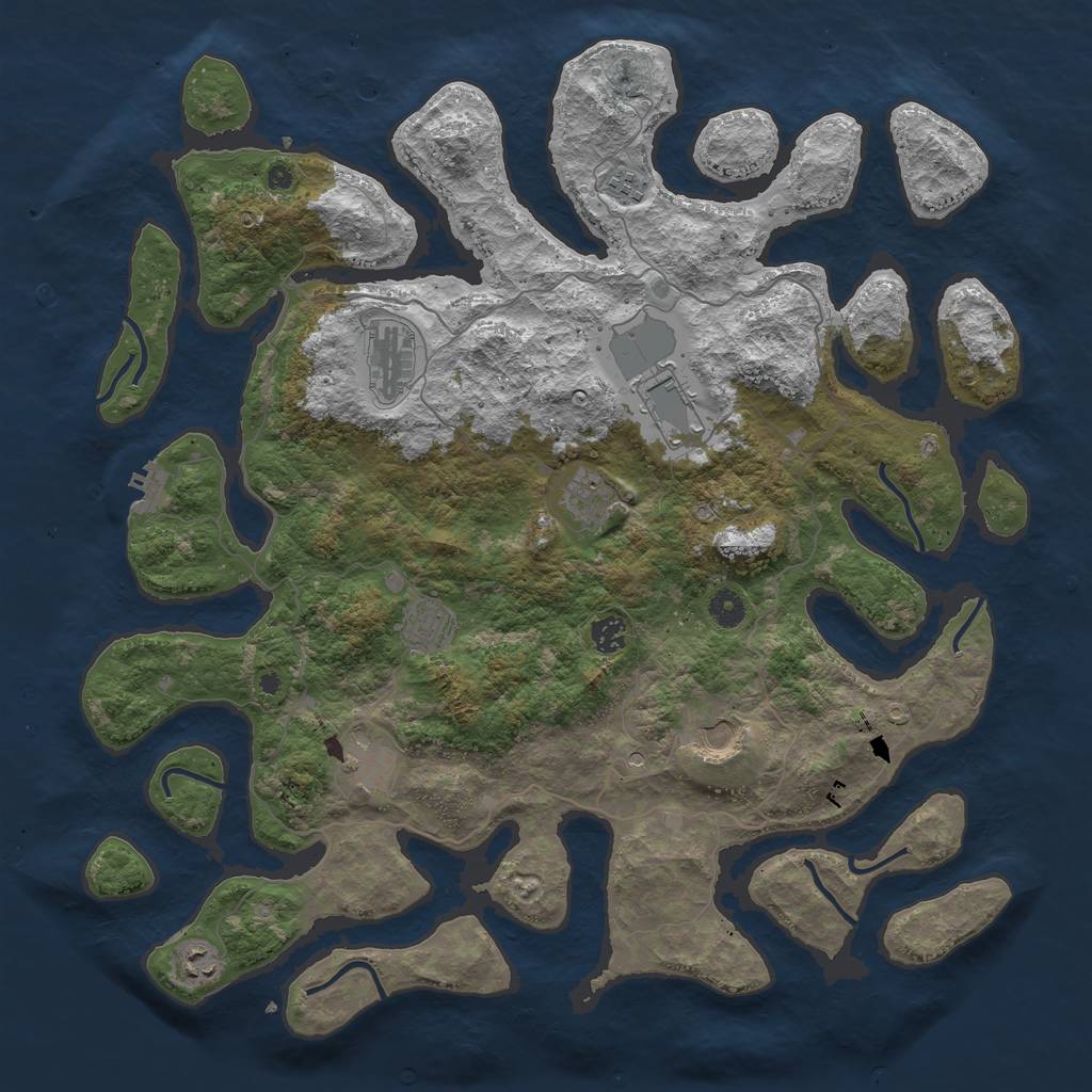 Rust Map: Procedural Map, Size: 4500, Seed: 6838, 13 Monuments