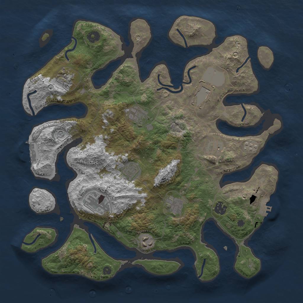 Rust Map: Procedural Map, Size: 3700, Seed: 751728504, 15 Monuments