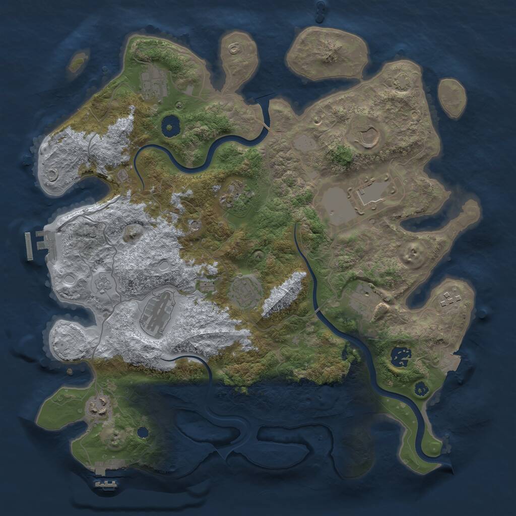 Rust Map: Procedural Map, Size: 3700, Seed: 751728504, 16 Monuments