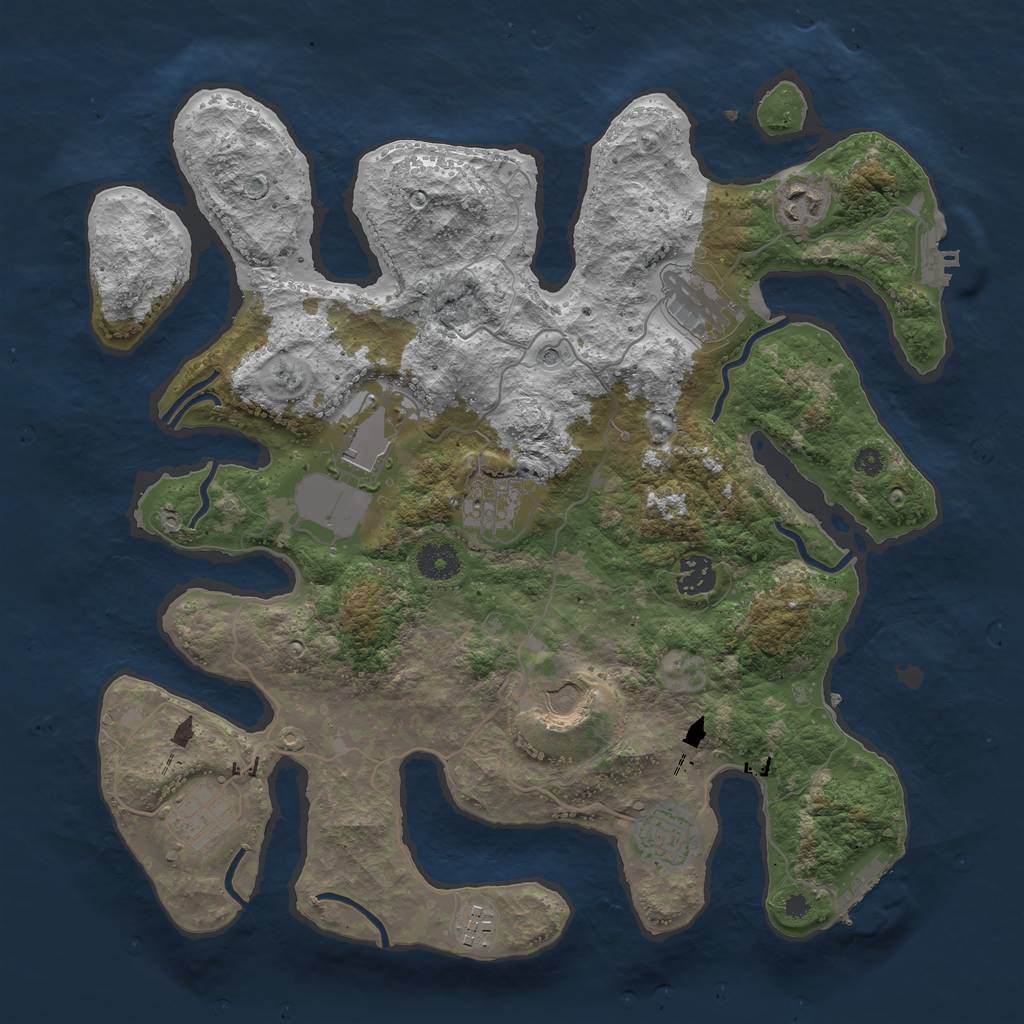 Rust Map: Procedural Map, Size: 3750, Seed: 1600683064, 14 Monuments