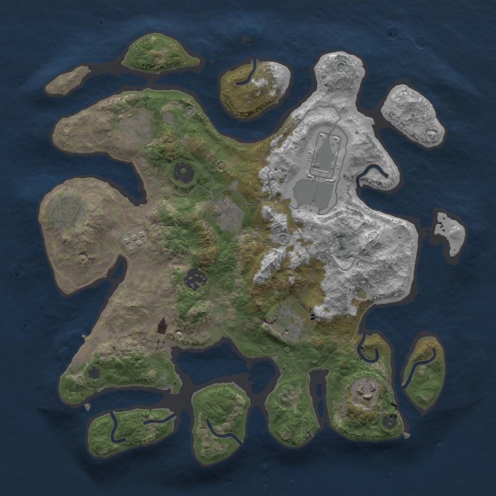 Rust Map: Procedural Map, Size: 3500, Seed: 34141, 12 Monuments