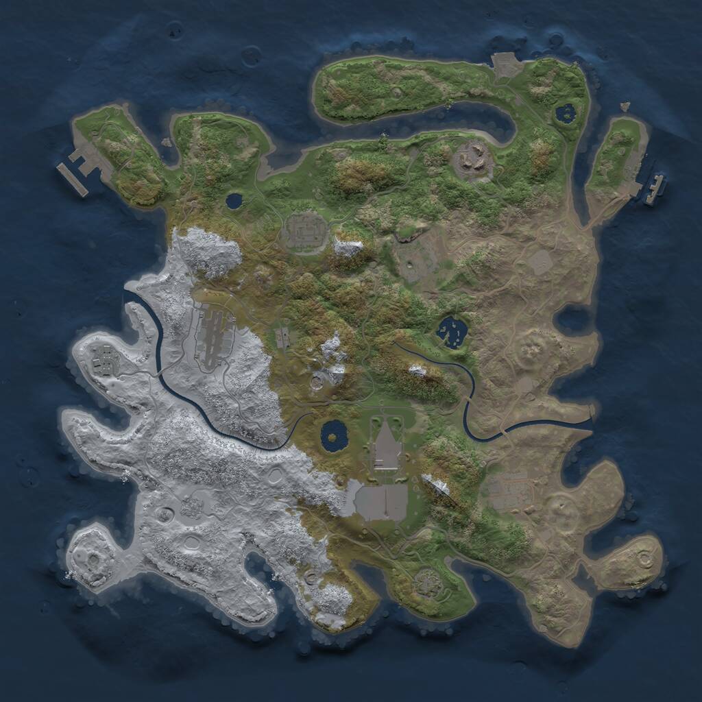 Rust Map: Procedural Map, Size: 3500, Seed: 700347570, 14 Monuments