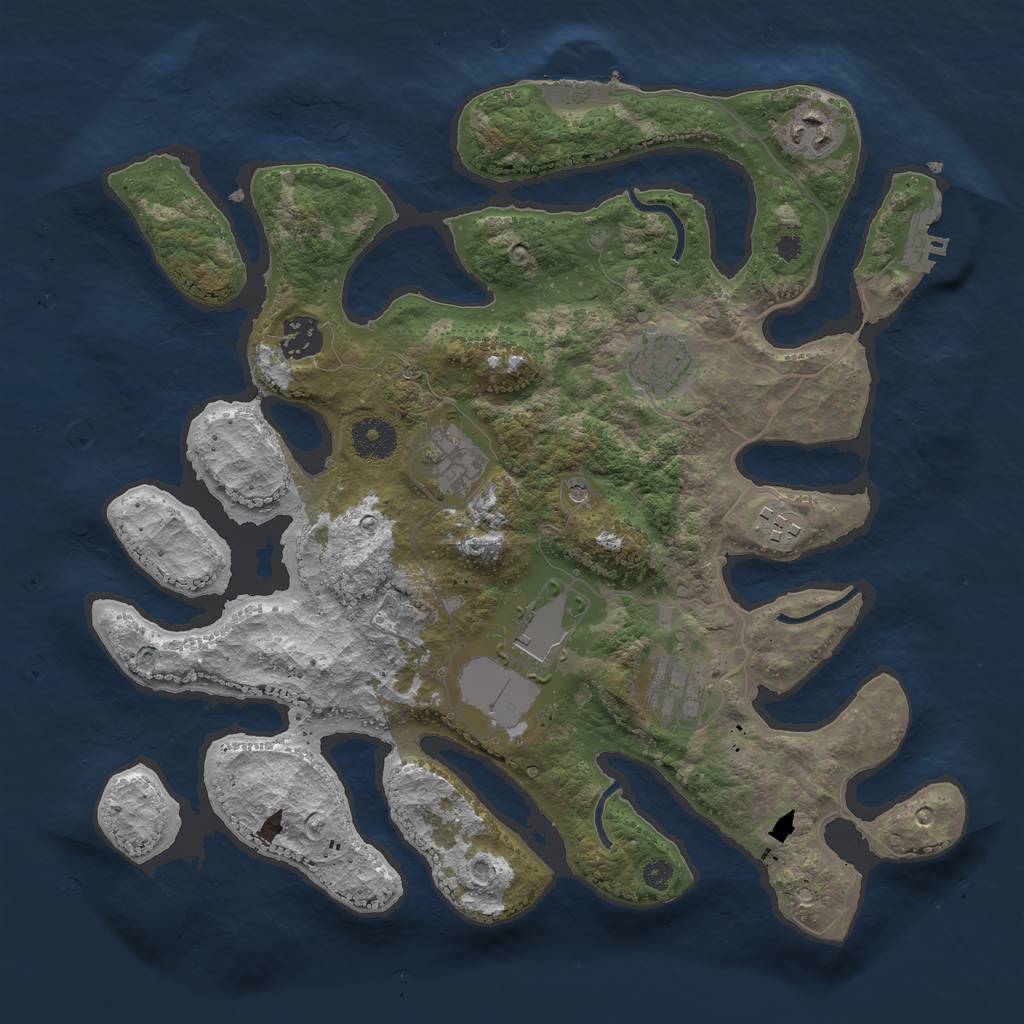 Rust Map: Procedural Map, Size: 3500, Seed: 700347570, 12 Monuments