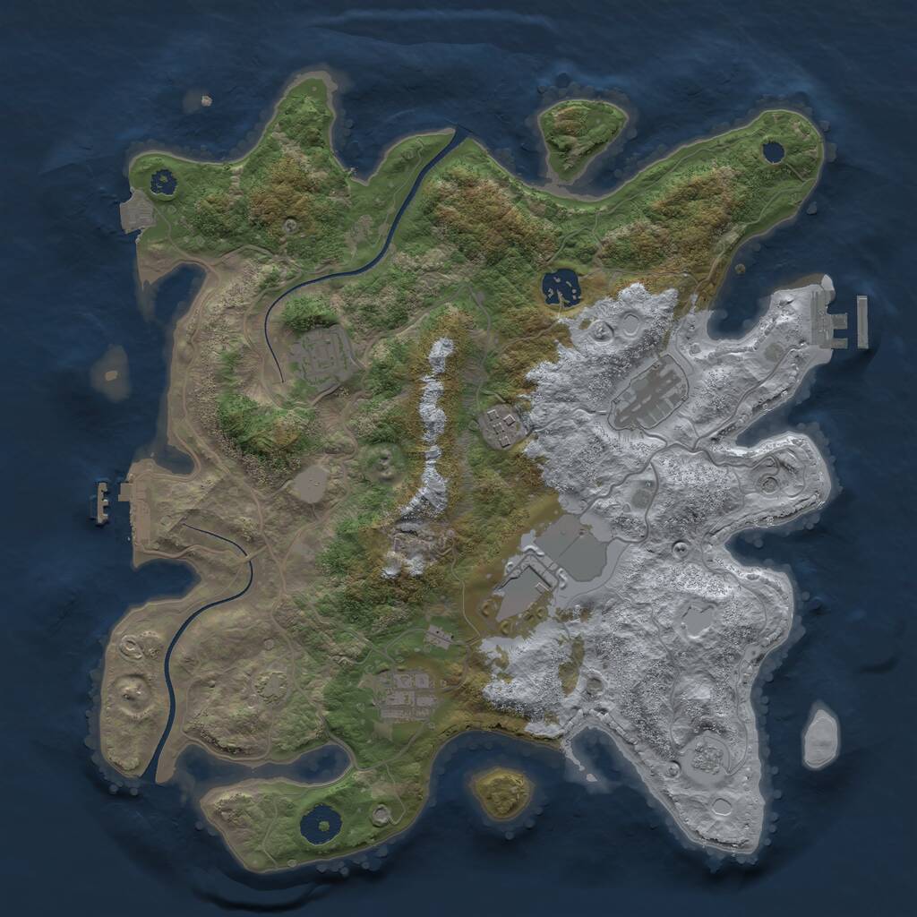 Rust Map: Procedural Map, Size: 3500, Seed: 967620172, 12 Monuments