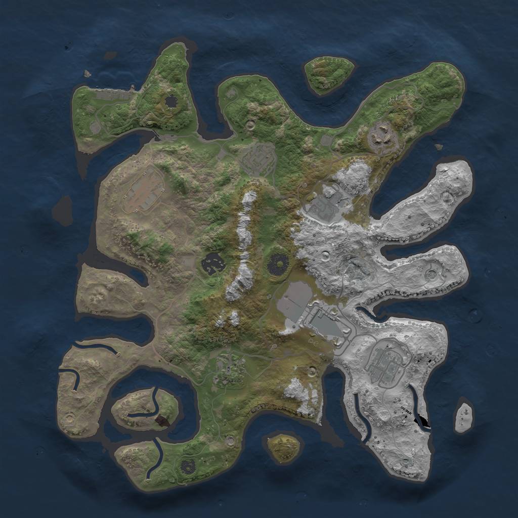 Rust Map: Procedural Map, Size: 3500, Seed: 967620172, 12 Monuments