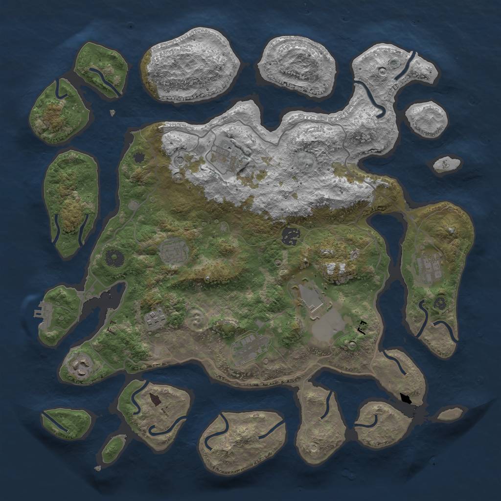 Rust Map: Procedural Map, Size: 4000, Seed: 1164833118, 12 Monuments