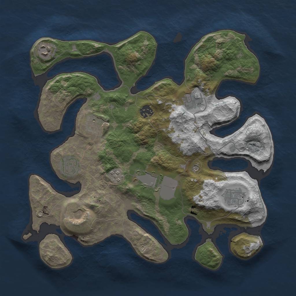 Rust Map: Barren, Size: 3500, Seed: 221024000, 12 Monuments