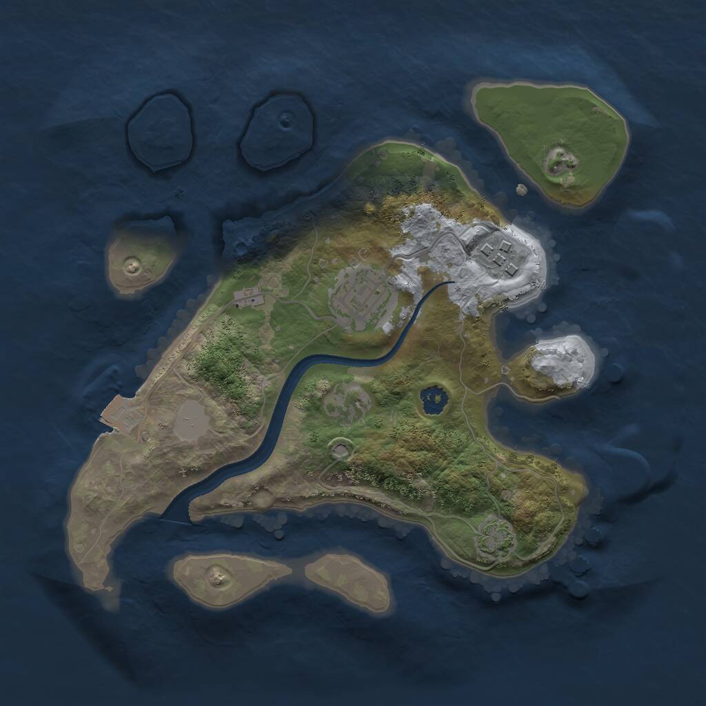 Rust Map: Procedural Map, Size: 2500, Seed: 30594, 4 Monuments