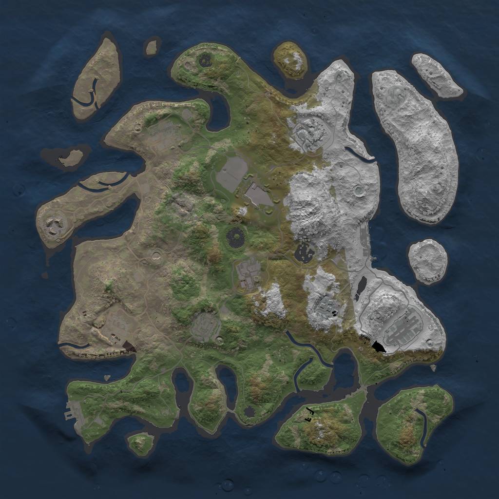 Rust Map: Procedural Map, Size: 3850, Seed: 372794265, 15 Monuments