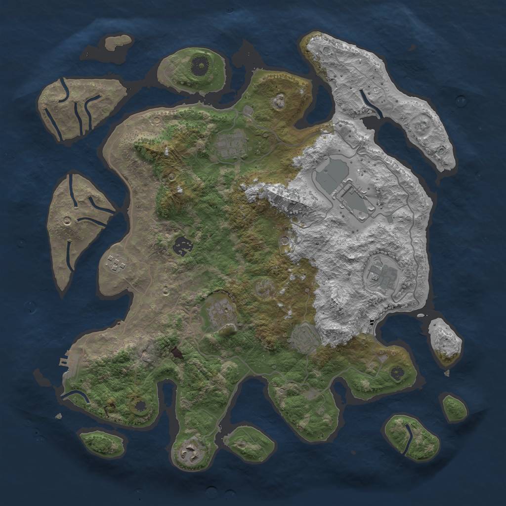 Rust Map: Procedural Map, Size: 4000, Seed: 43985, 12 Monuments