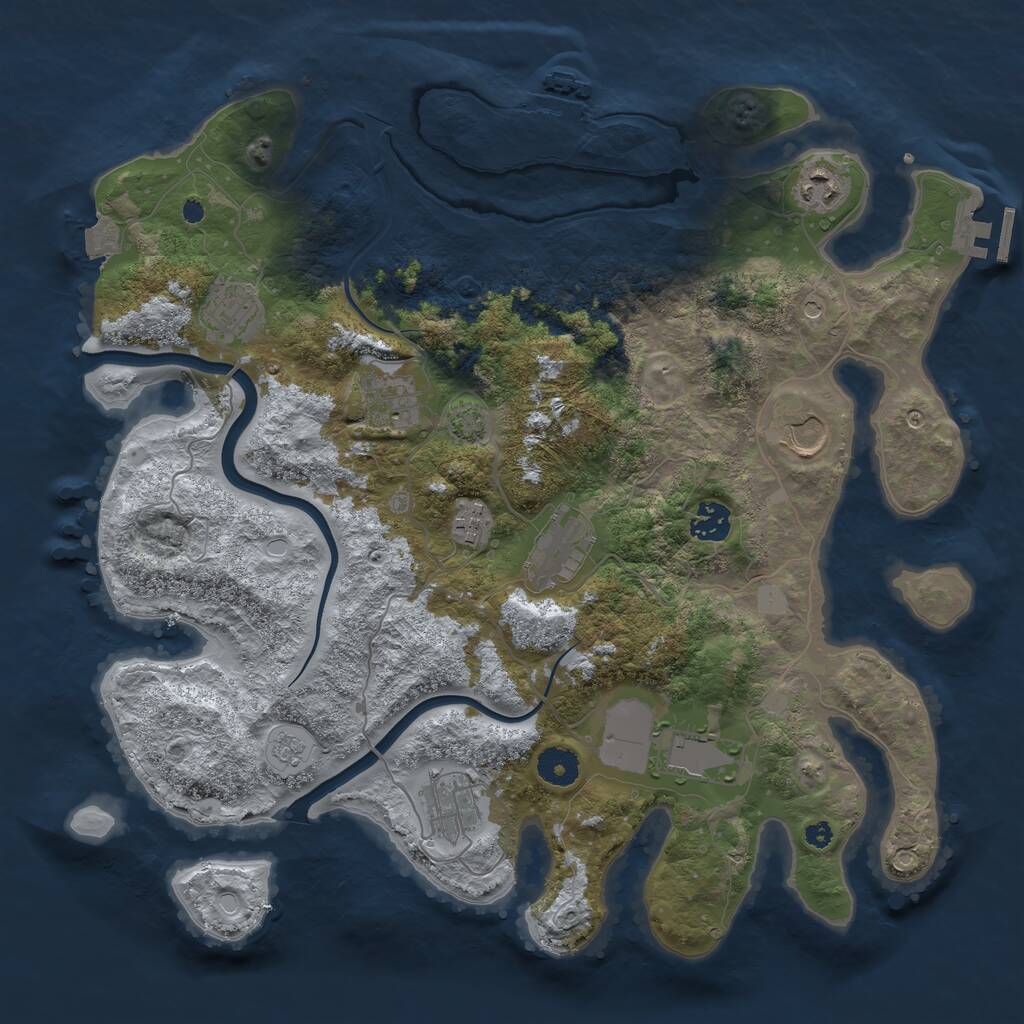 Rust Map: Procedural Map, Size: 3800, Seed: 87554, 15 Monuments