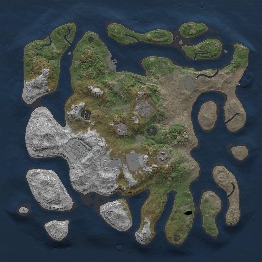 Rust Map: Procedural Map, Size: 3800, Seed: 87554, 12 Monuments