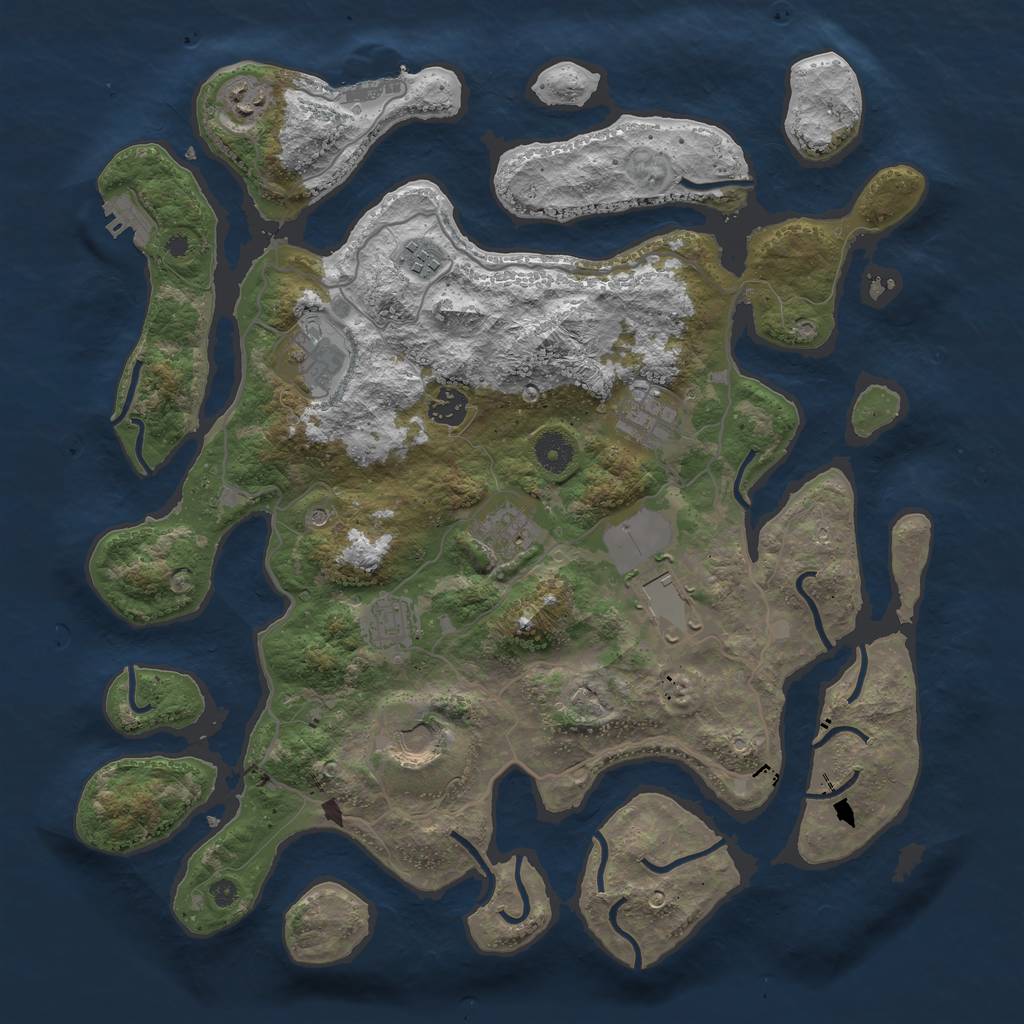 Rust Map: Procedural Map, Size: 4000, Seed: 752921, 14 Monuments