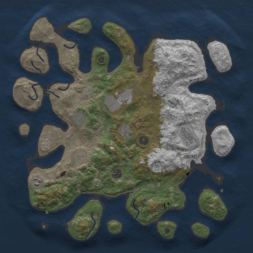 Rust Map: Procedural Map, Size: 4000, Seed: 1619184397, 11 Monuments