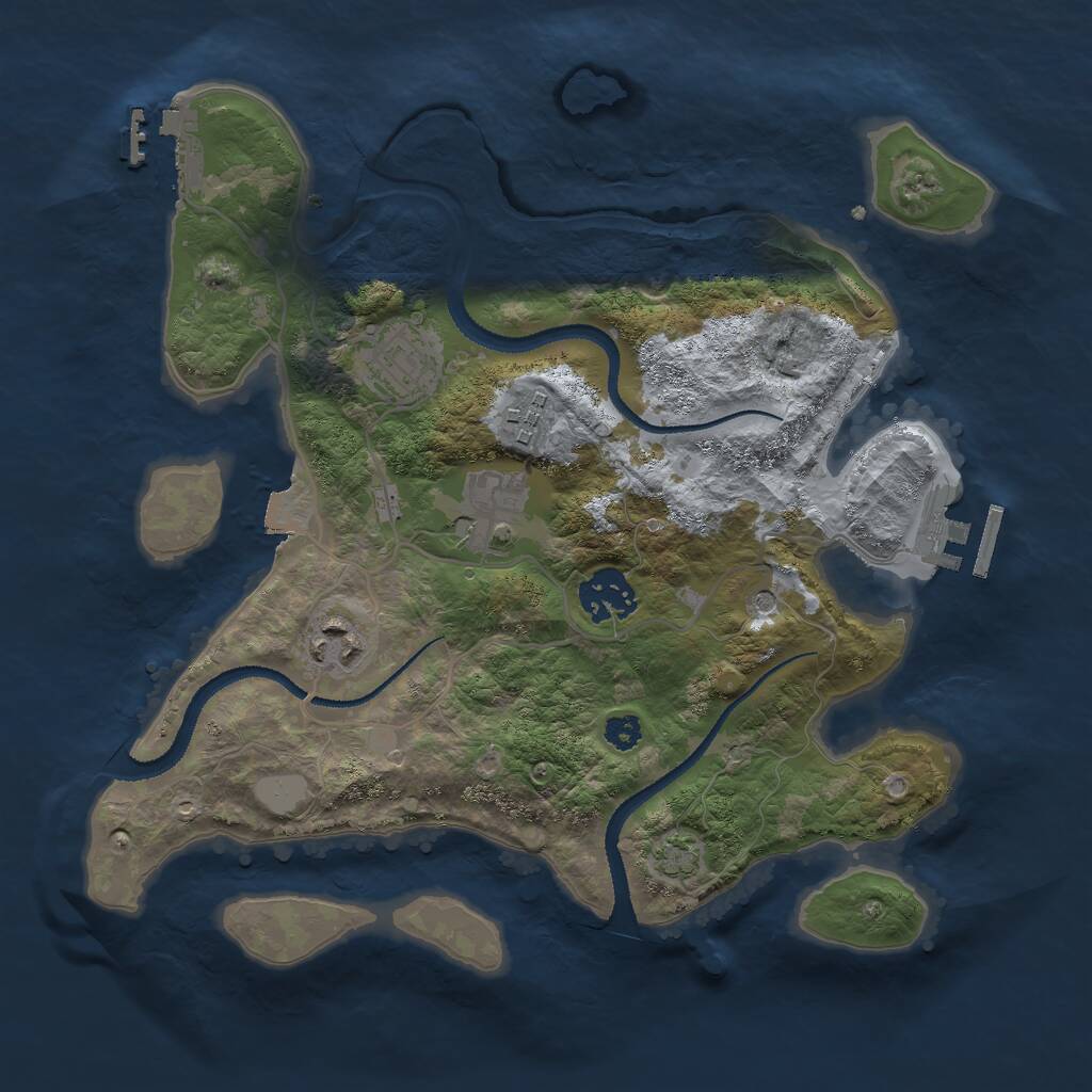 Rust Map: Procedural Map, Size: 3000, Seed: 30594, 10 Monuments