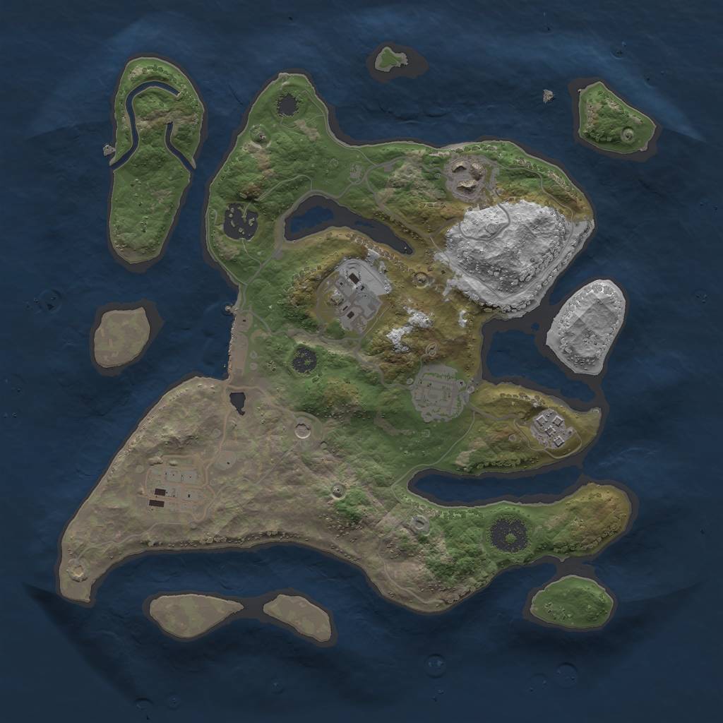 Rust Map: Procedural Map, Size: 3000, Seed: 30594, 10 Monuments