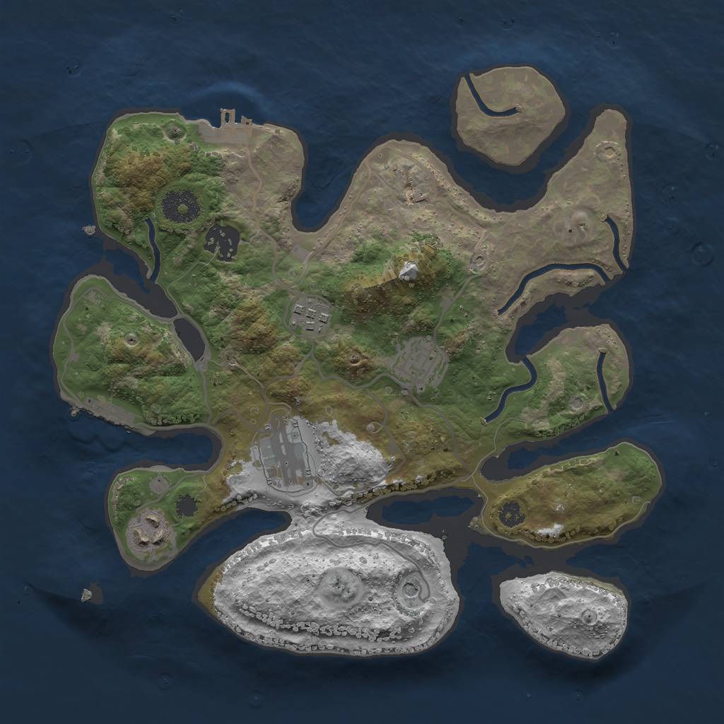 Rust Map: Procedural Map, Size: 3000, Seed: 494819424, 10 Monuments