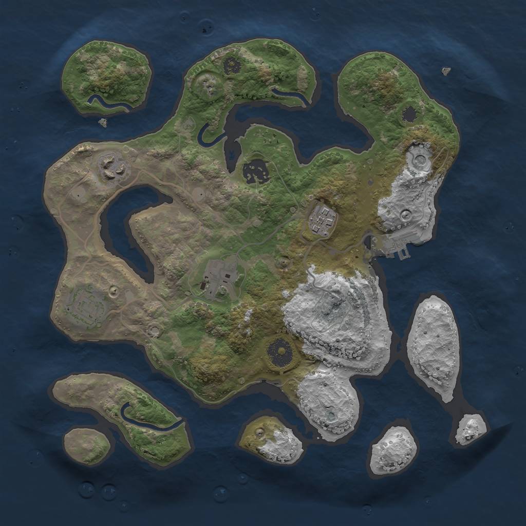 Rust Map: Procedural Map, Size: 3000, Seed: 164562486, 9 Monuments