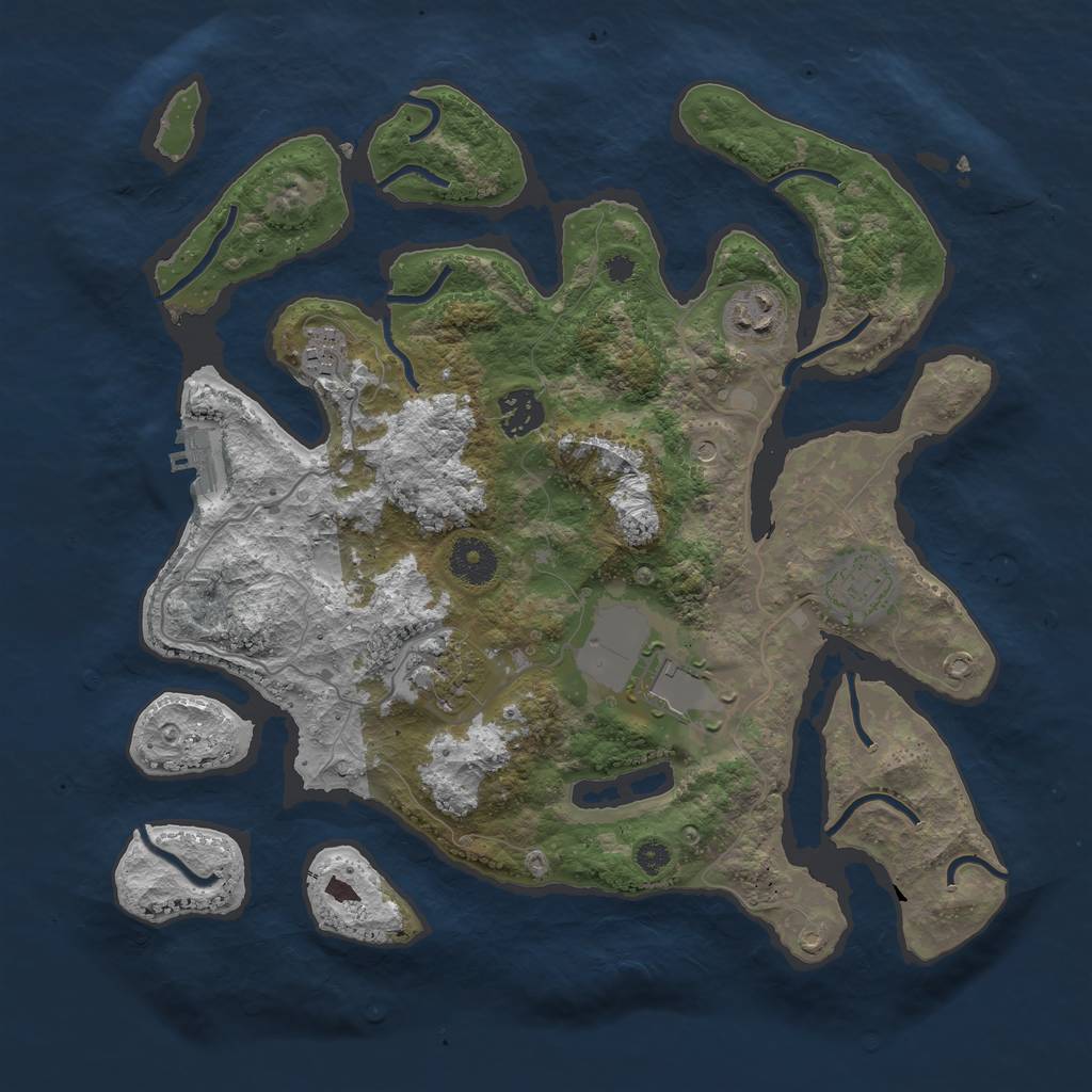 Rust Map: Procedural Map, Size: 3500, Seed: 947258, 10 Monuments