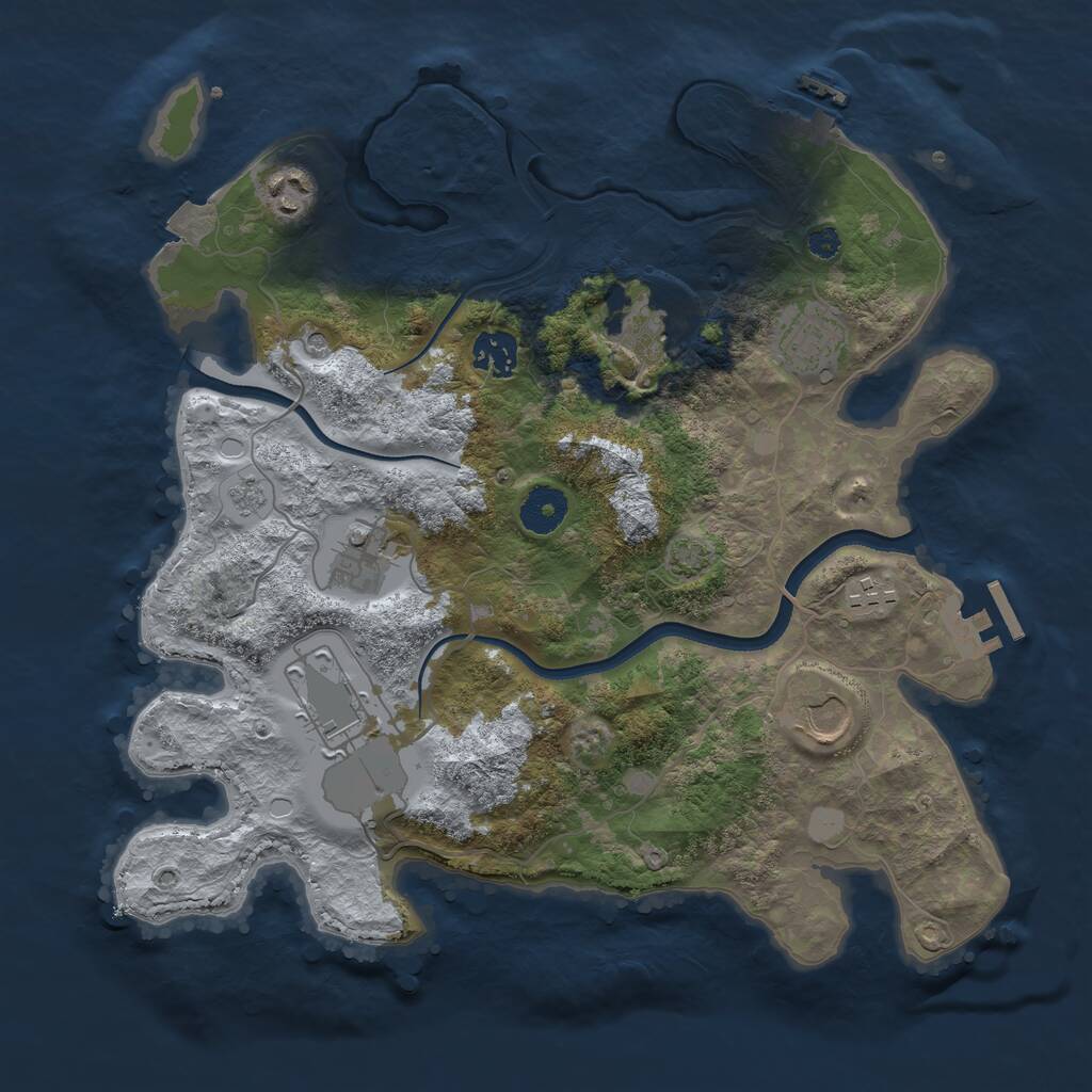 Rust Map: Procedural Map, Size: 3500, Seed: 947258, 14 Monuments