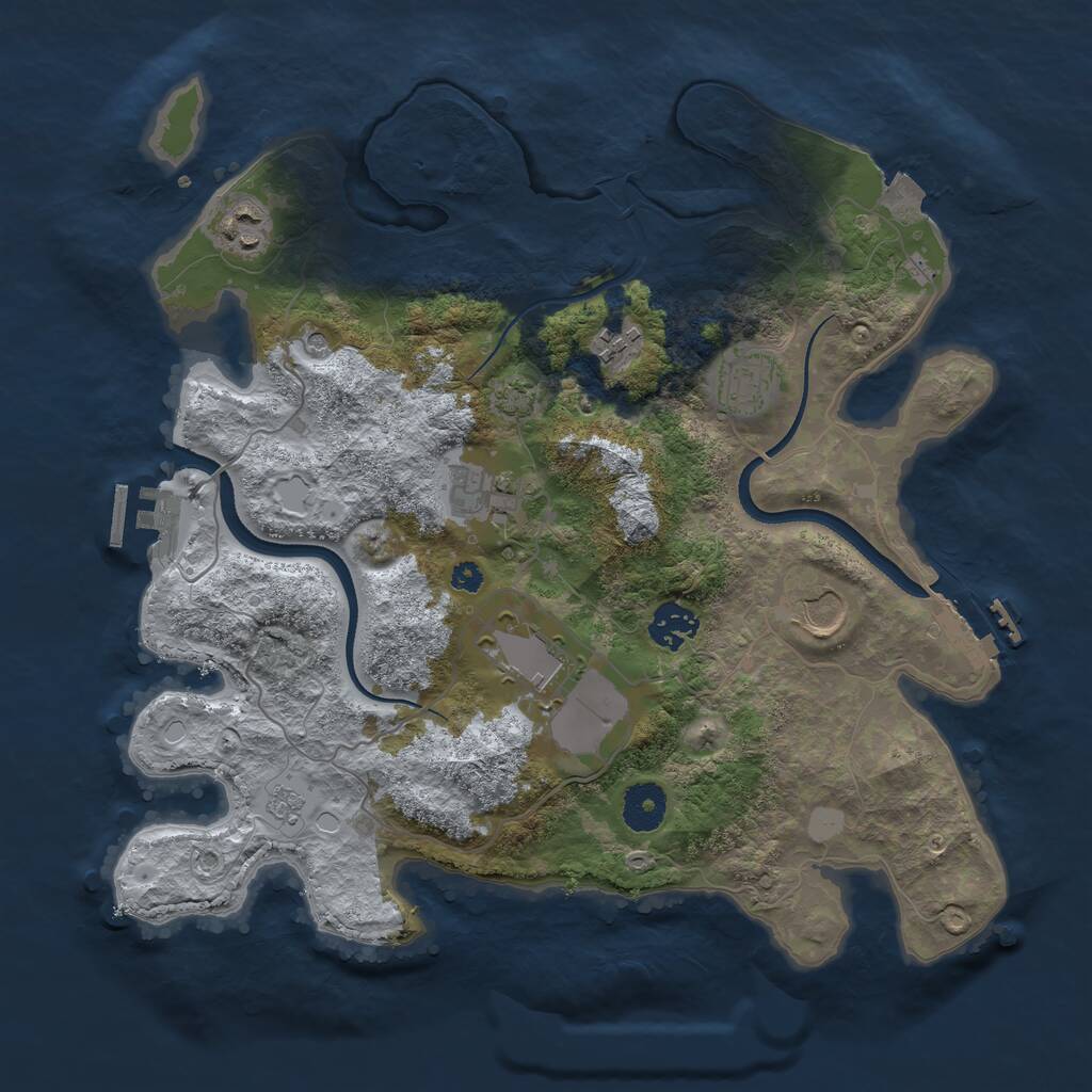 Rust Map: Procedural Map, Size: 3500, Seed: 947258, 13 Monuments