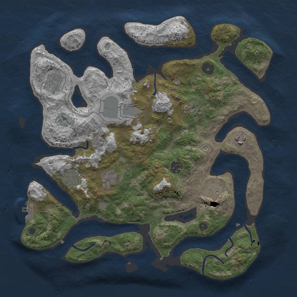 Rust Map: Procedural Map, Size: 3700, Seed: 546474, 13 Monuments