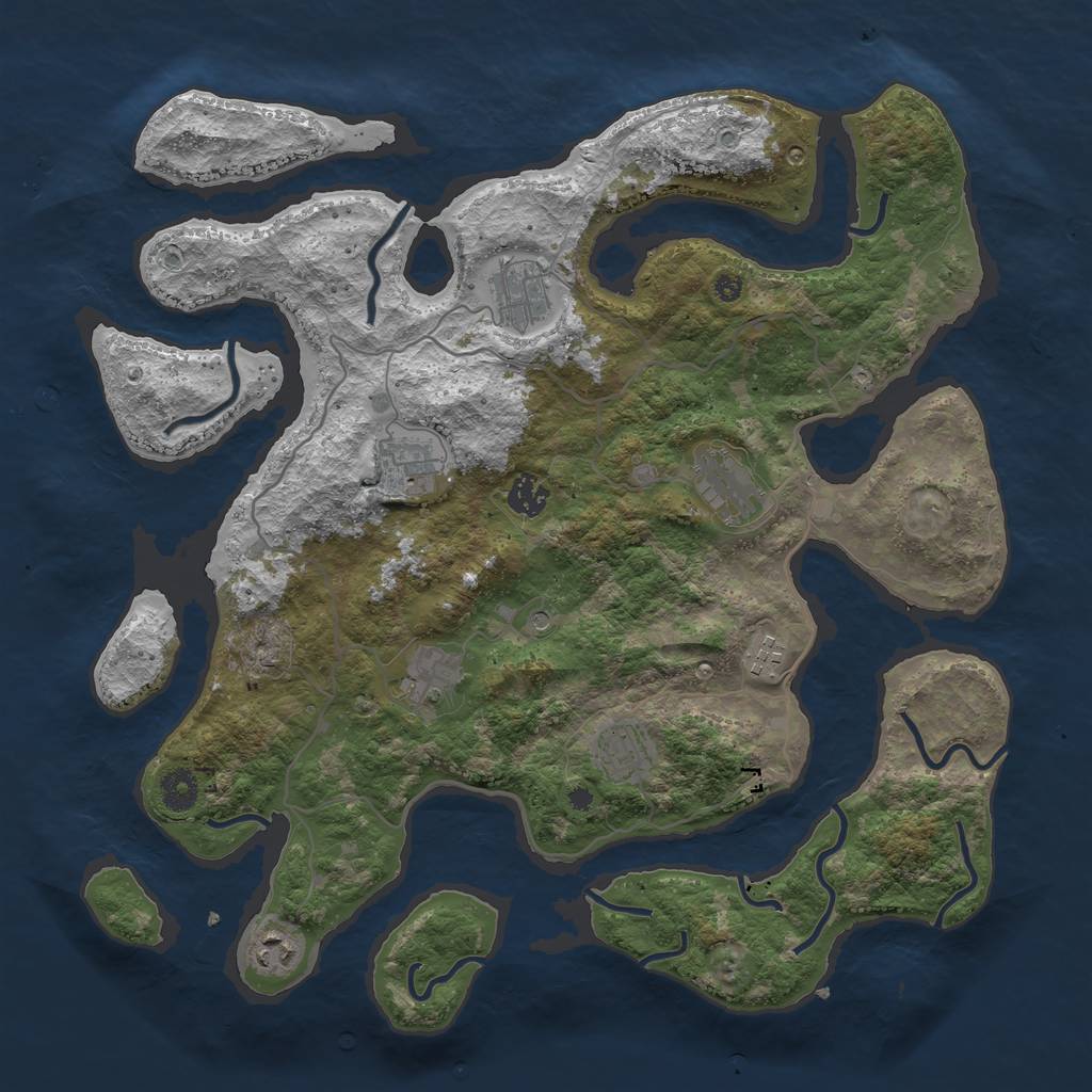 Rust Map: Procedural Map, Size: 4000, Seed: 3946, 11 Monuments