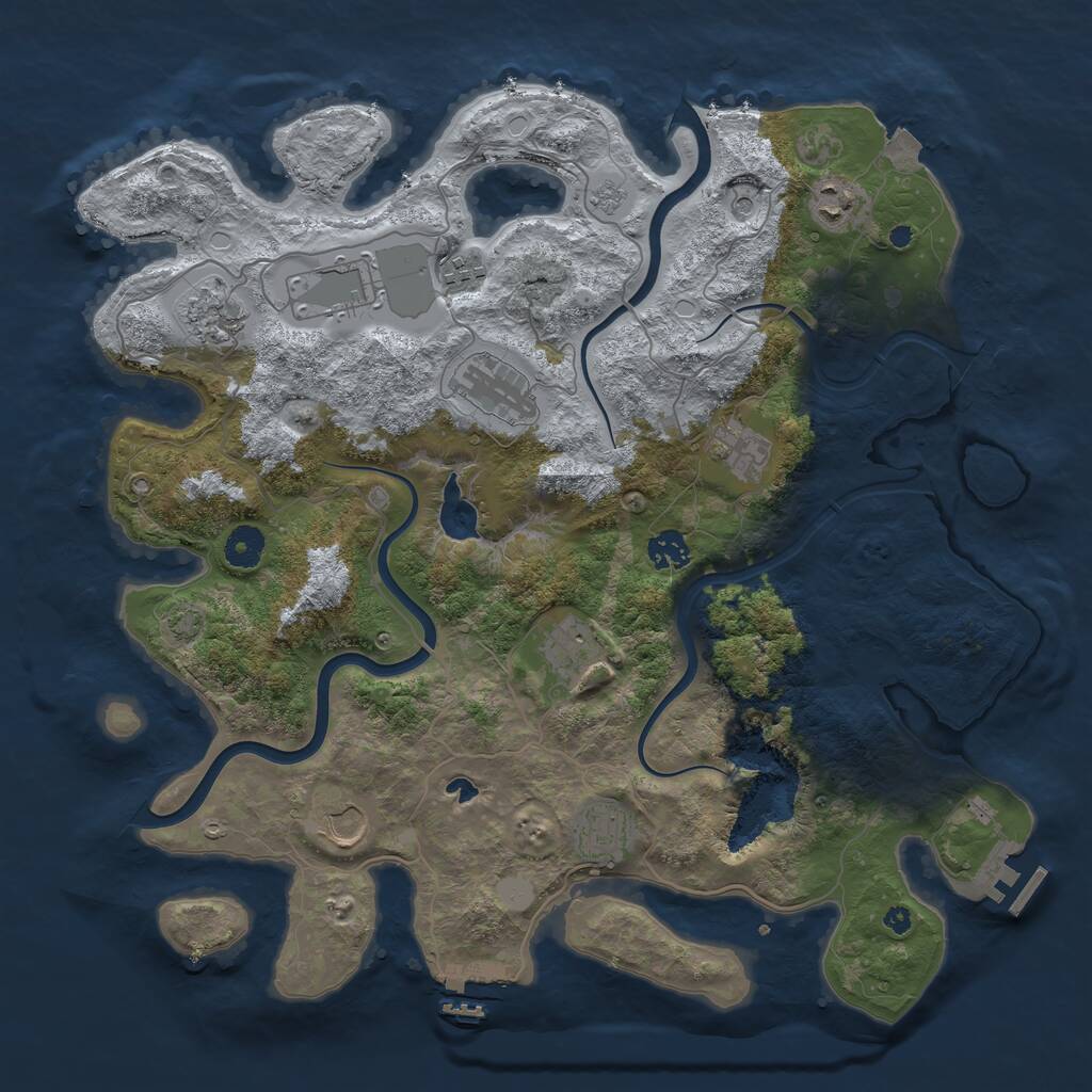 Rust Map: Procedural Map, Size: 4000, Seed: 46410957, 16 Monuments