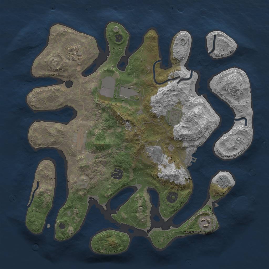 Rust Map: Procedural Map, Size: 3500, Seed: 47910206, 12 Monuments