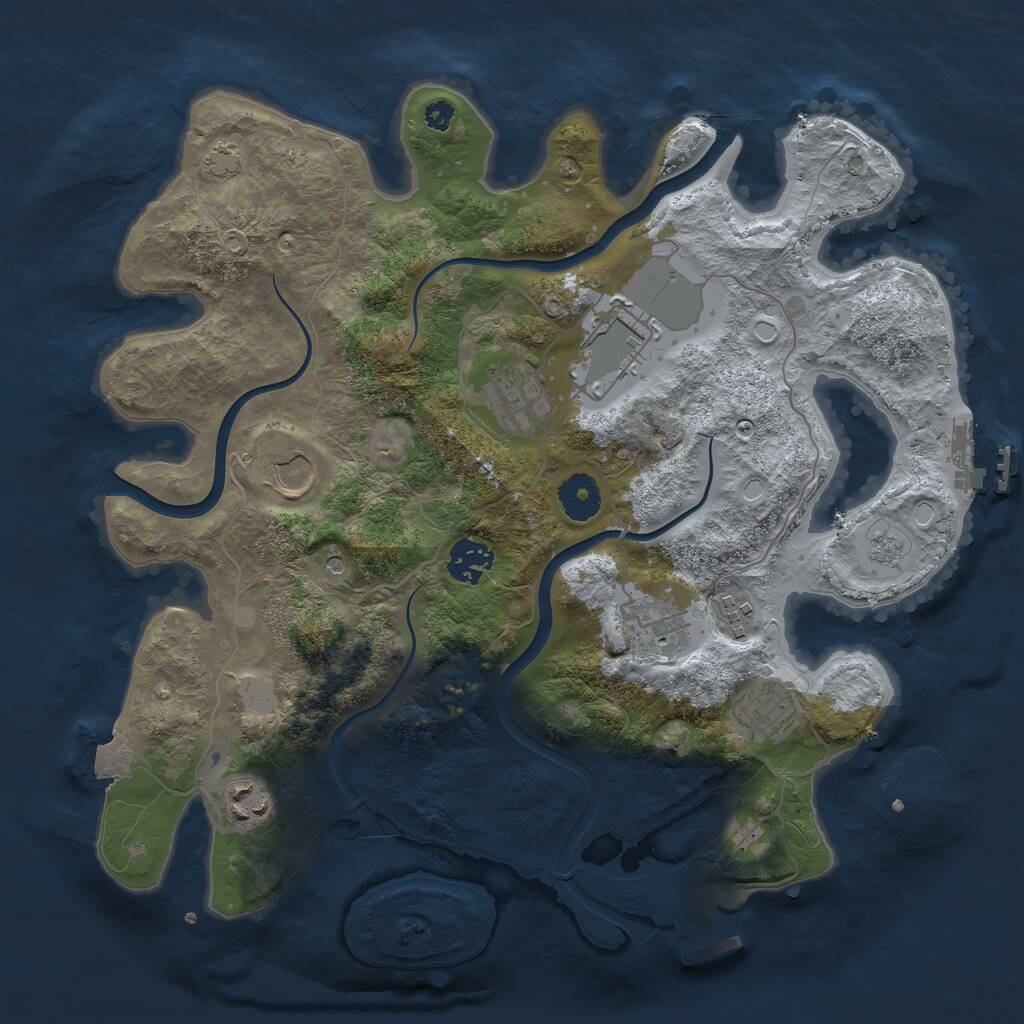Rust Map: Procedural Map, Size: 3500, Seed: 47910206, 14 Monuments