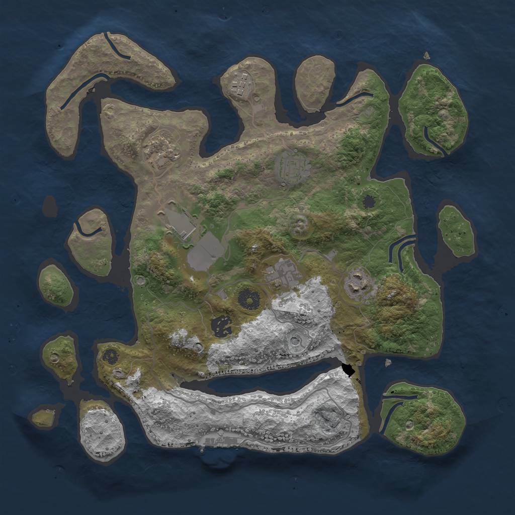 Rust Map: Procedural Map, Size: 3500, Seed: 771082226, 11 Monuments