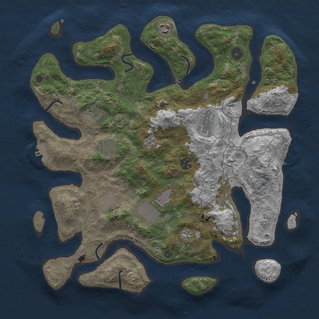 Rust Map: Procedural Map, Size: 4000, Seed: 12416226, 14 Monuments