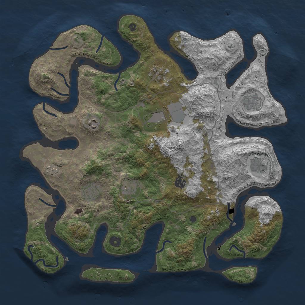 Rust Map: Procedural Map, Size: 4000, Seed: 5043, 12 Monuments