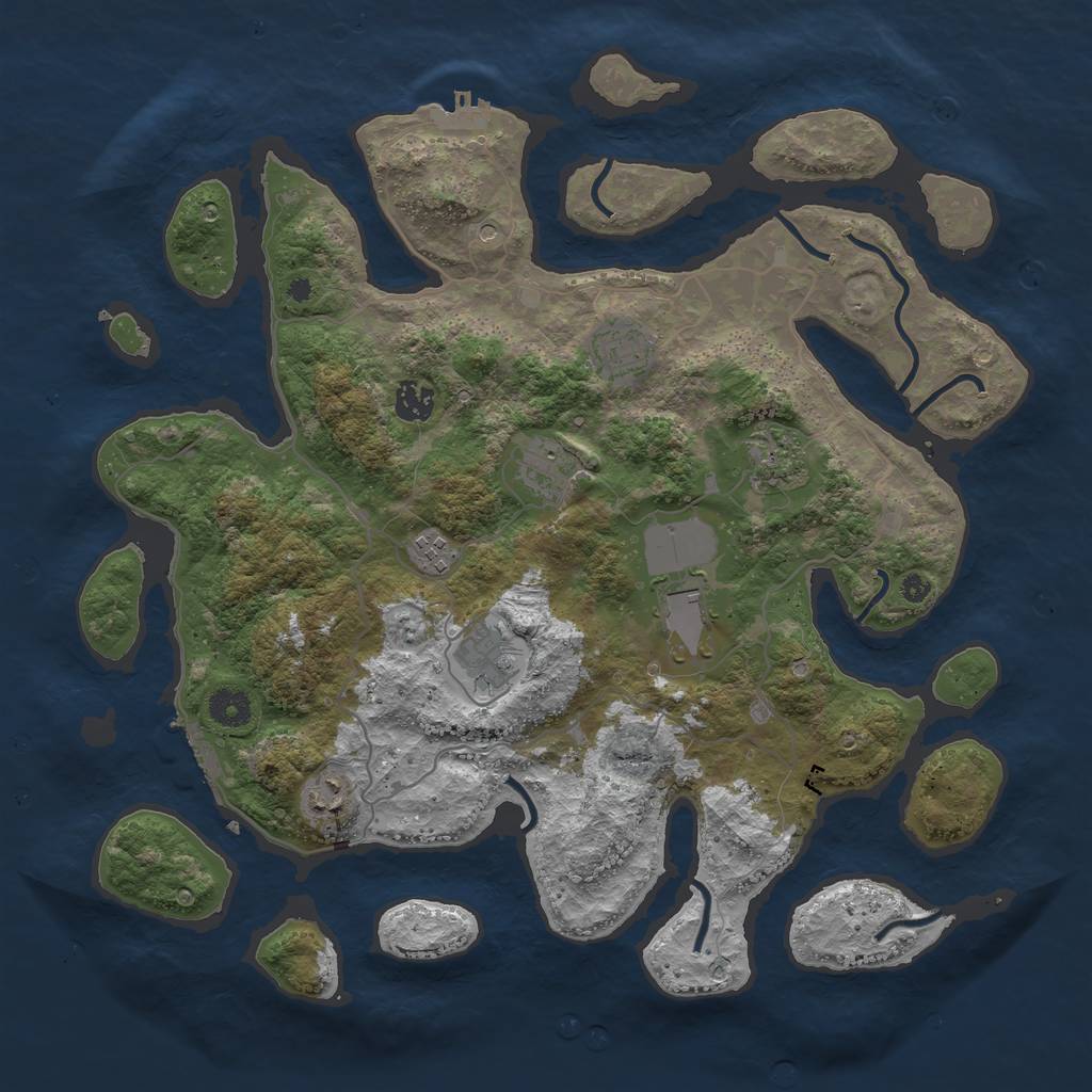 Rust Map: Procedural Map, Size: 4000, Seed: 4045, 13 Monuments