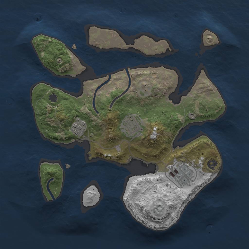 Rust Map: Procedural Map, Size: 2500, Seed: 80549797, 5 Monuments