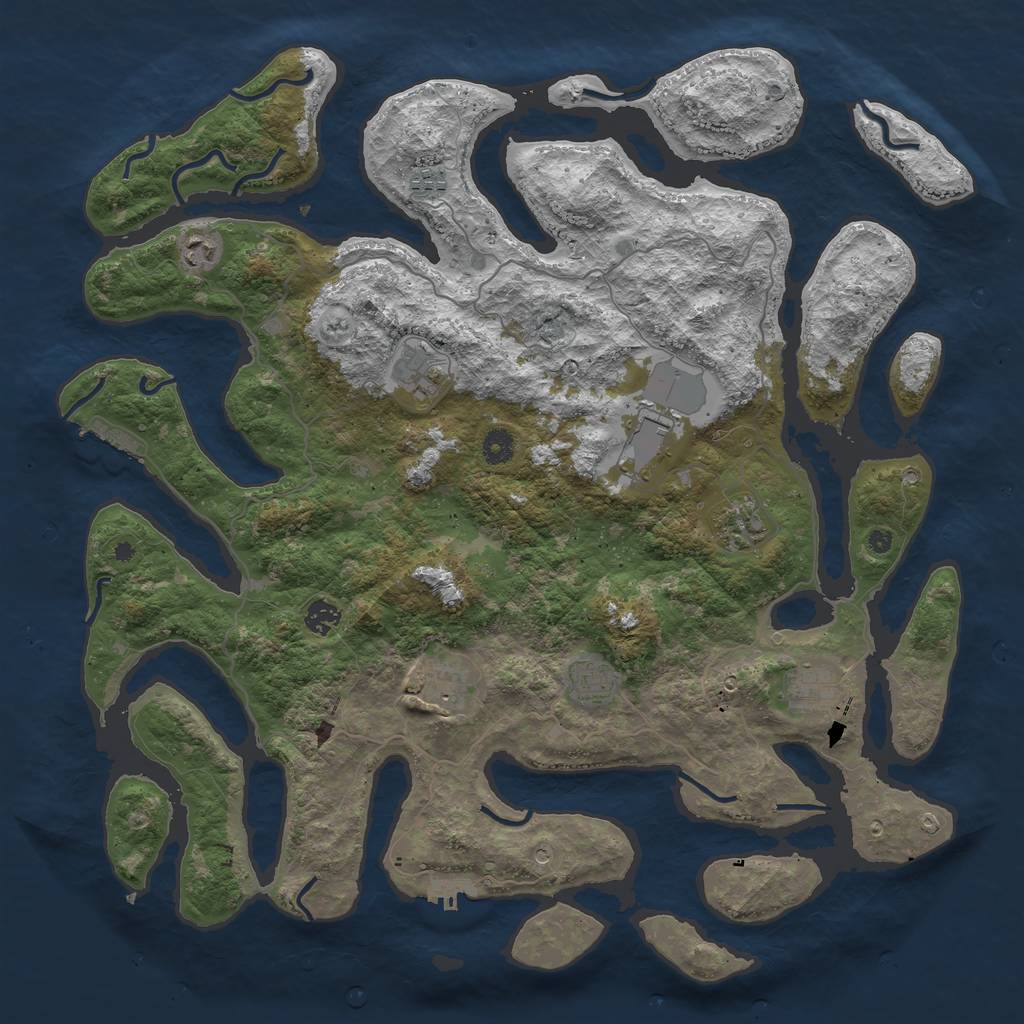 Rust Map: Procedural Map, Size: 4500, Seed: 1878558413, 14 Monuments