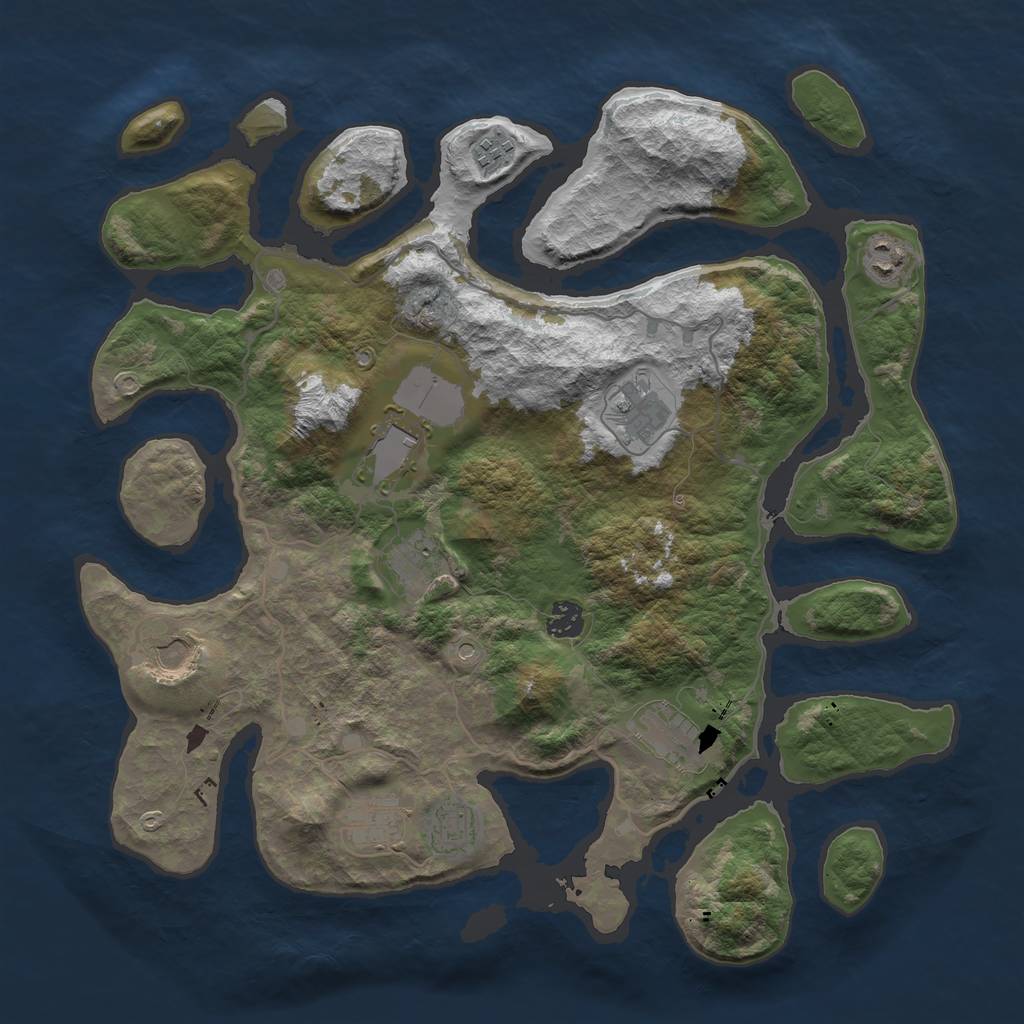 Rust Map: Barren, Size: 4000, Seed: 1042, 13 Monuments