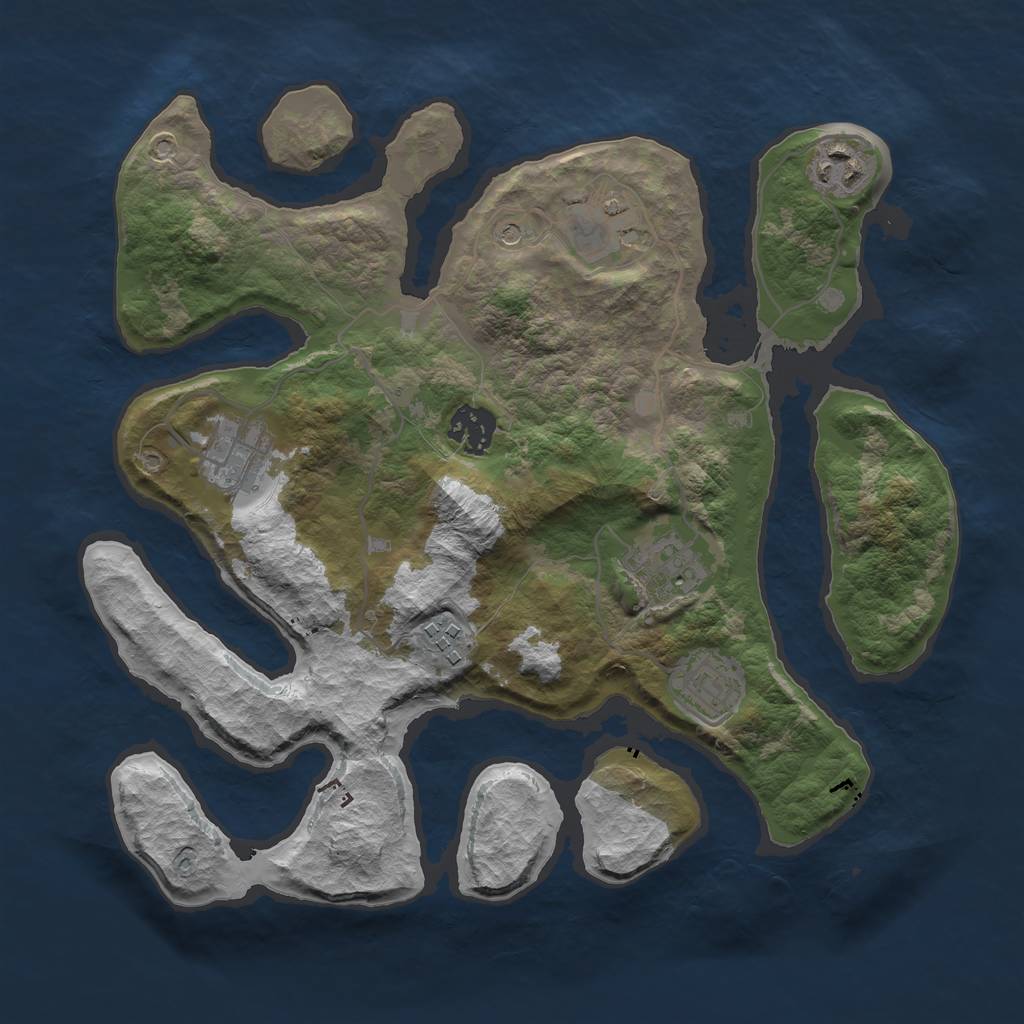 Rust Map: Barren, Size: 3200, Seed: 65456, 10 Monuments