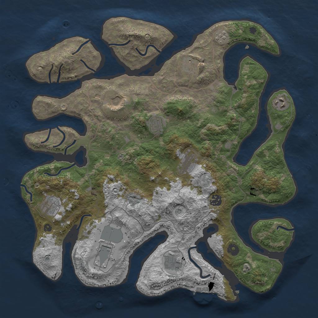 Rust Map: Procedural Map, Size: 4000, Seed: 1794093030, 14 Monuments