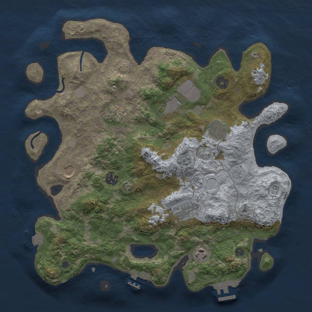 Rust Map: Procedural Map, Size: 3650, Seed: 970152709, 14 Monuments