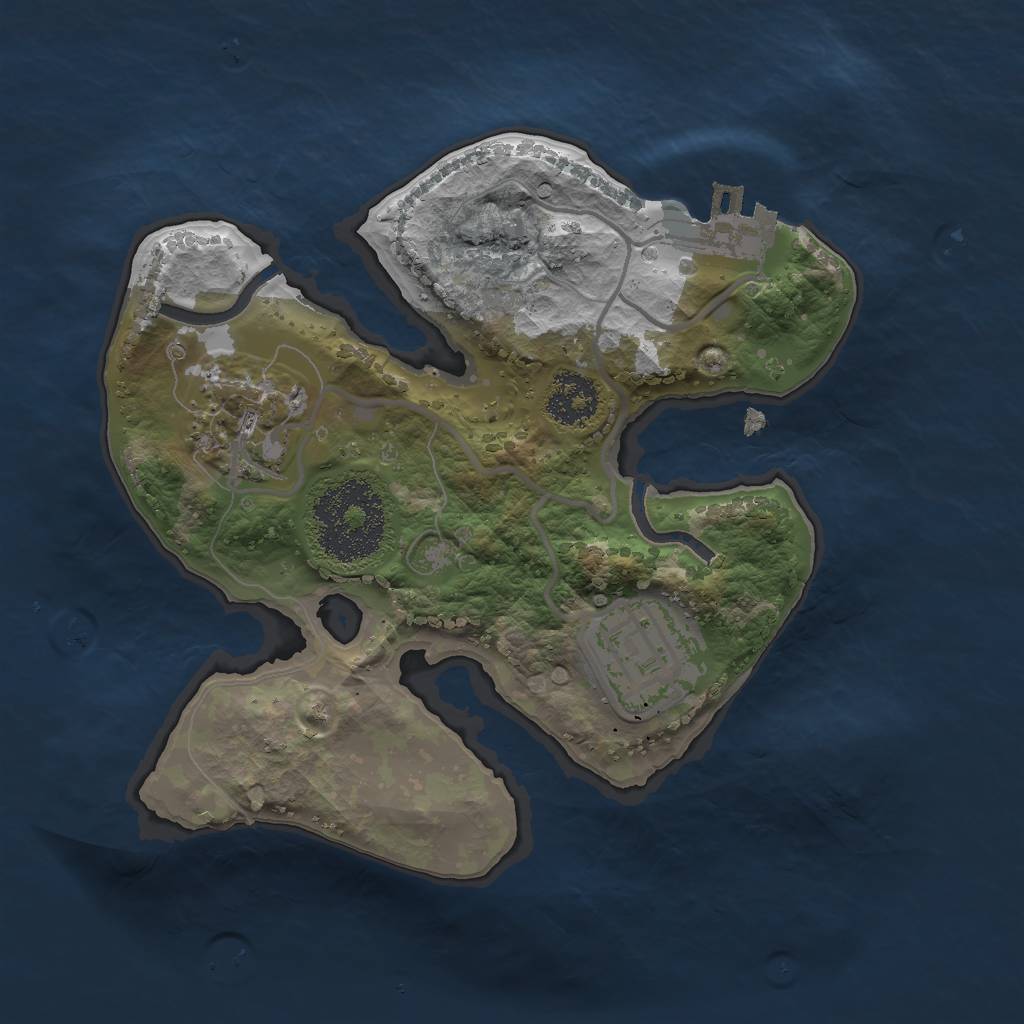 Rust Map: Procedural Map, Size: 2000, Seed: 1428724359, 5 Monuments