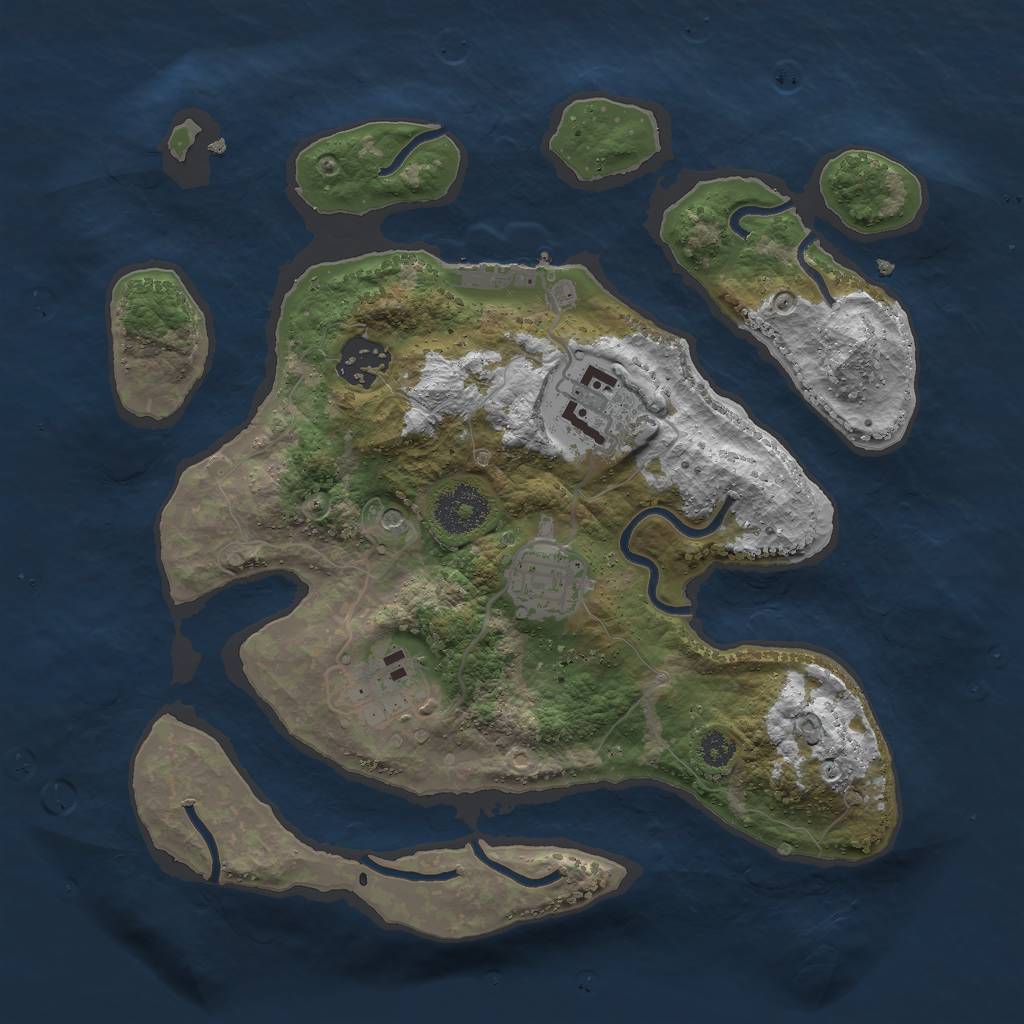 Rust Map: Procedural Map, Size: 3000, Seed: 76145, 8 Monuments