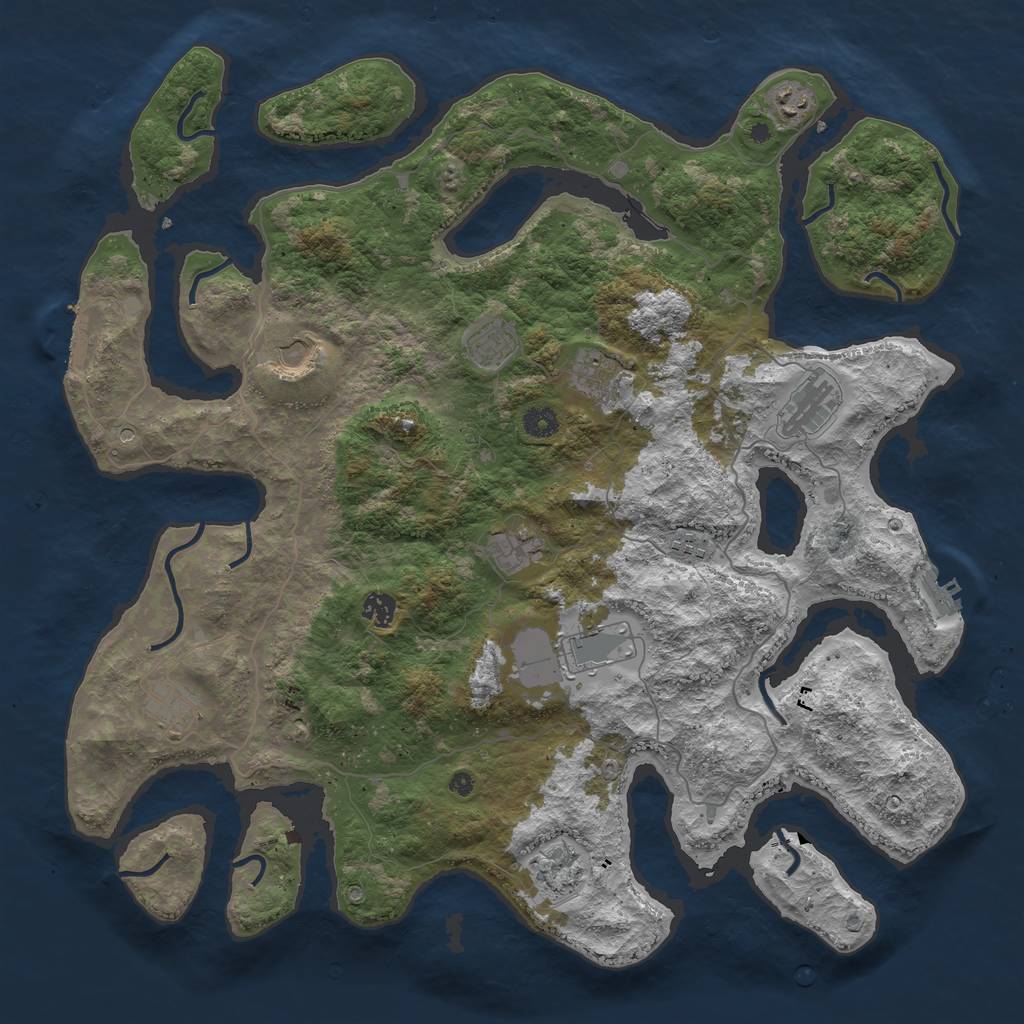 Rust Map: Procedural Map, Size: 4500, Seed: 25484369, 16 Monuments