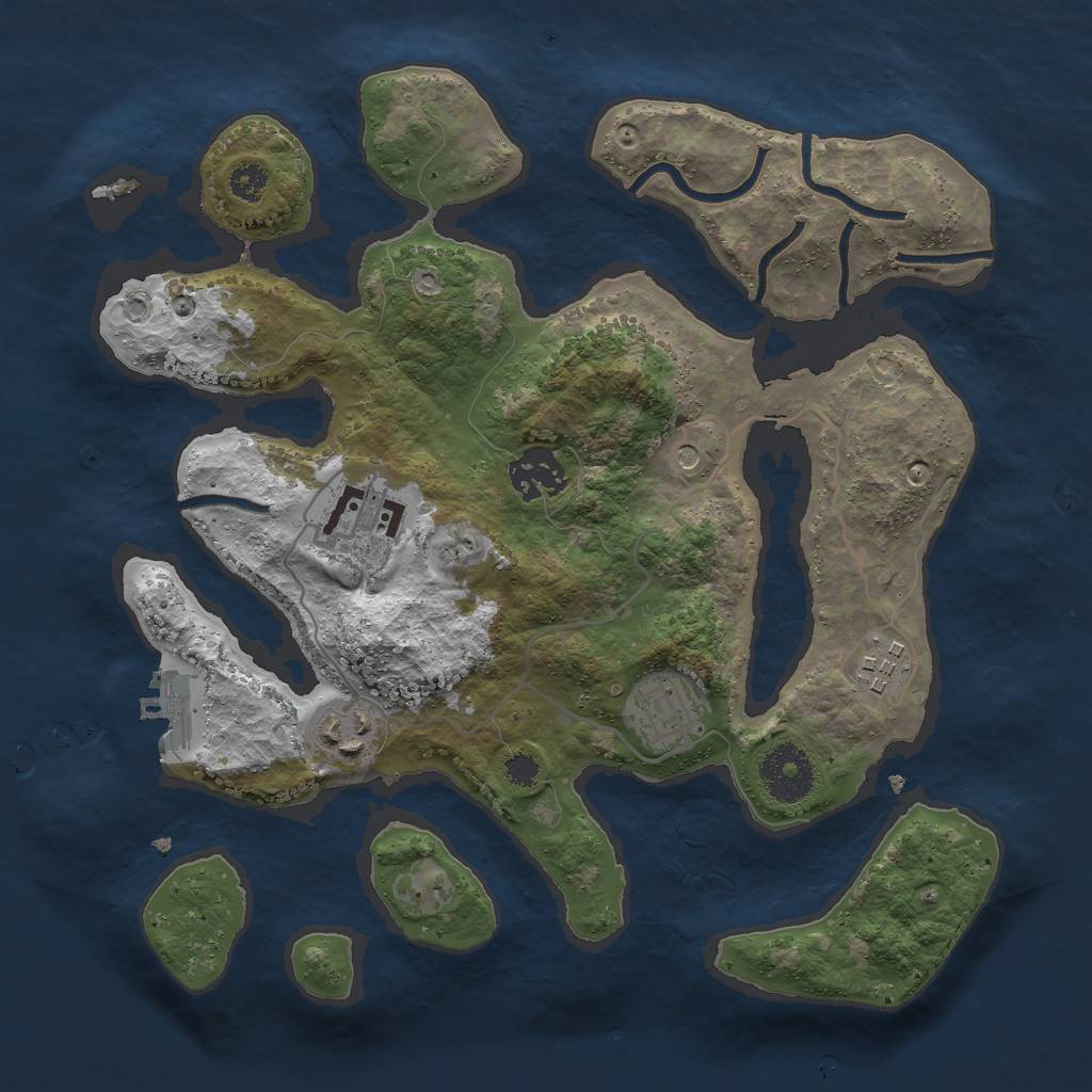 Rust Map: Procedural Map, Size: 3000, Seed: 966351517, 9 Monuments