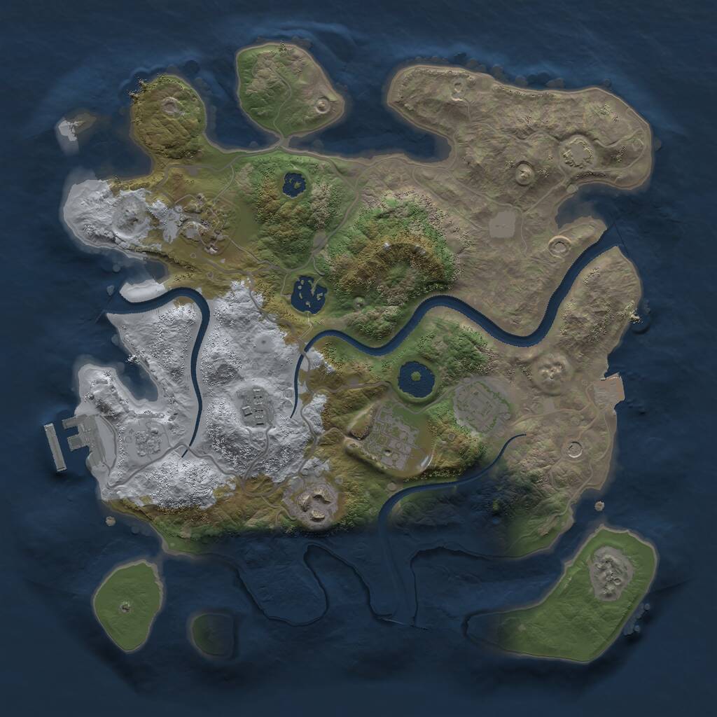 Rust Map: Procedural Map, Size: 3000, Seed: 966351517, 11 Monuments