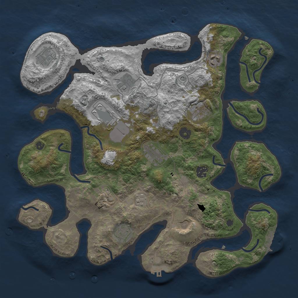 Rust Map: Procedural Map, Size: 3750, Seed: 1813168117, 16 Monuments