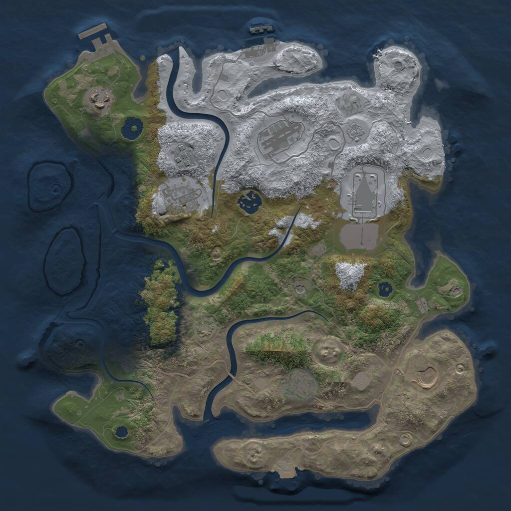 Rust Map: Procedural Map, Size: 3500, Seed: 1703413001, 14 Monuments