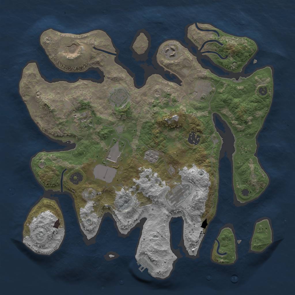 Rust Map: Procedural Map, Size: 3500, Seed: 1565543239, 13 Monuments