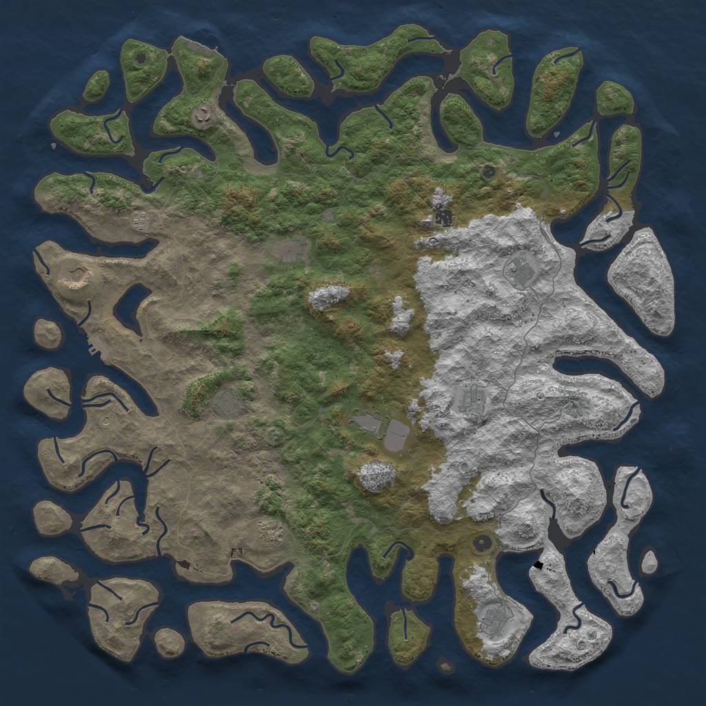 Rust Map: Procedural Map, Size: 6000, Seed: 998637440, 16 Monuments