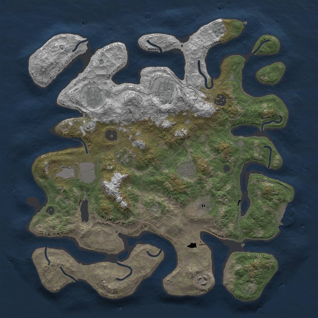 Rust Map: Procedural Map, Size: 4000, Seed: 689623, 13 Monuments